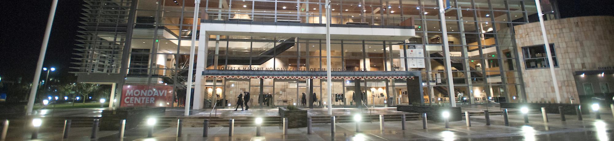 mondavi center at night